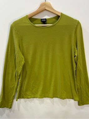 EILEEN FISHER Lime Green Long-Sleeve Crewneck Top